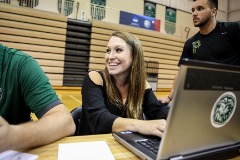 Percival statting volleyball during the 2019 season.